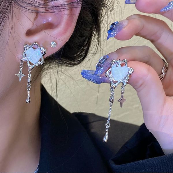 

ear cuff cool heart shaped tassel star earrings for women design high fashion personalized love earrings party jewelry gifts 230512, Silver