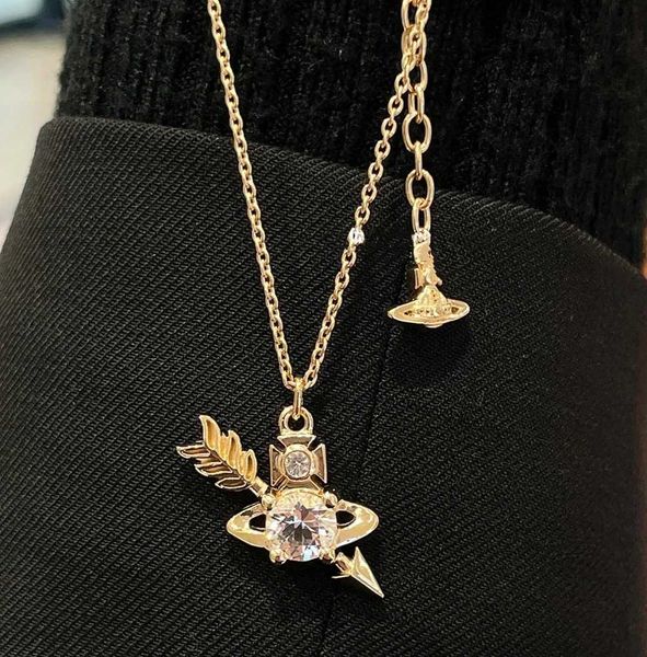 

empress dowager's heart vivian pierces the arrow saturn collarbone chain spice punk necklace ouyang nana, Silver