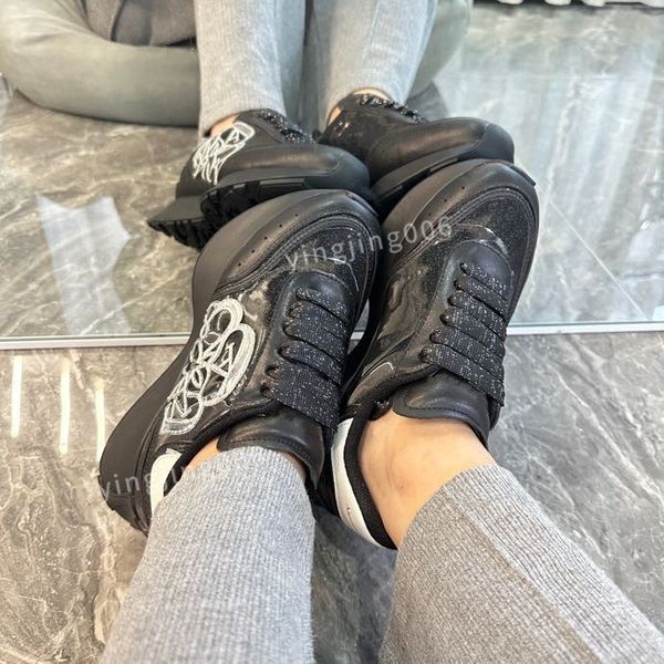 

brand women mens designer fashion casual shoes leather lace-up sneaker fashion lady flat running trainers letters gym sneakers2023, Black