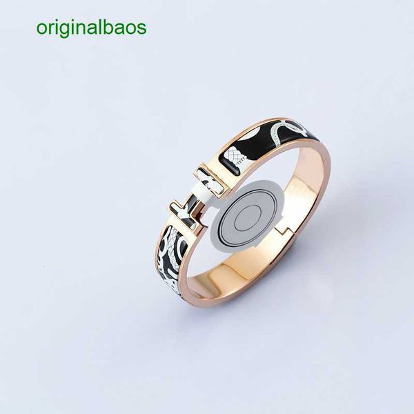 

original hemrres designer bracelet designer h letter gold bangle luxury brand enamel bracelet men and women fashion bracelets everyday acces, Black
