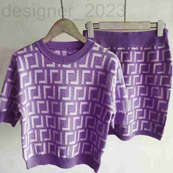 

two piece dress luxuriouswomens pie nts sets suer full letters relief knitted pink and purple color t shirt shorts luxury designer short tee, White