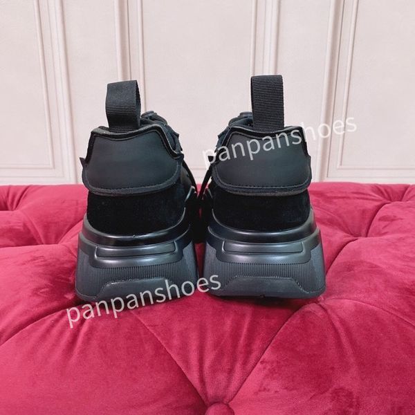 

new brand womens mens designer leather lace-up sneakers fashion lady flat running letters shoes platform sneaker2023, Black