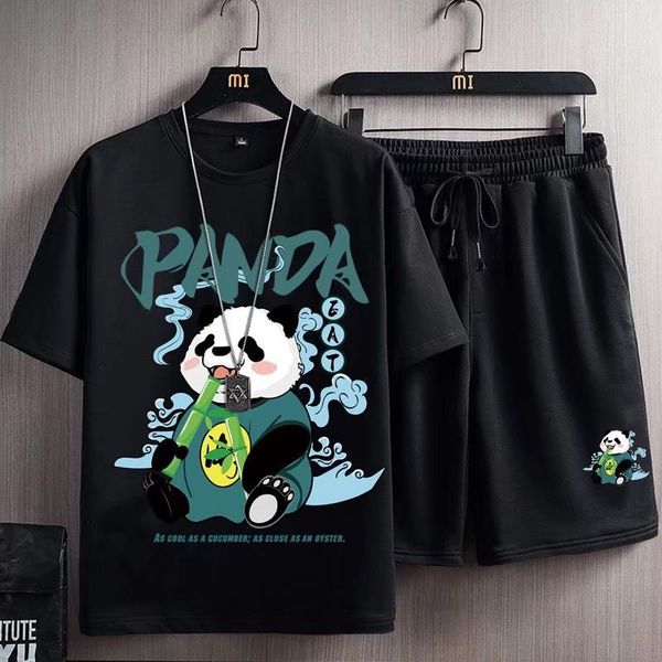 

men's tracksuits men's sets summer japan fashion tracksuit men two piece set print t shirtshorts casual men clothing joggers sets, Gray