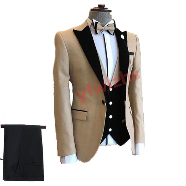 

wedding tuxedos one button men suits groomsmen peak lapel groom tuxedos wedding/prom man blazer jacket pants vest tie w1251111111, Black;gray