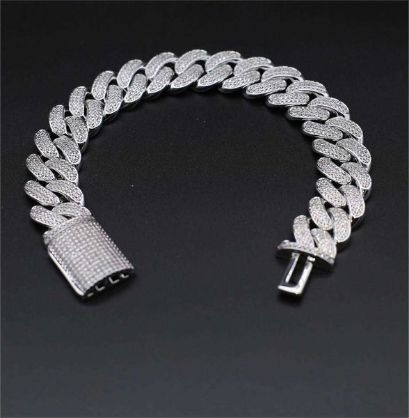 

custom diamond trendy wide bracelet plated women stainless steel jewelry gold necklace cuban link chain, Silver