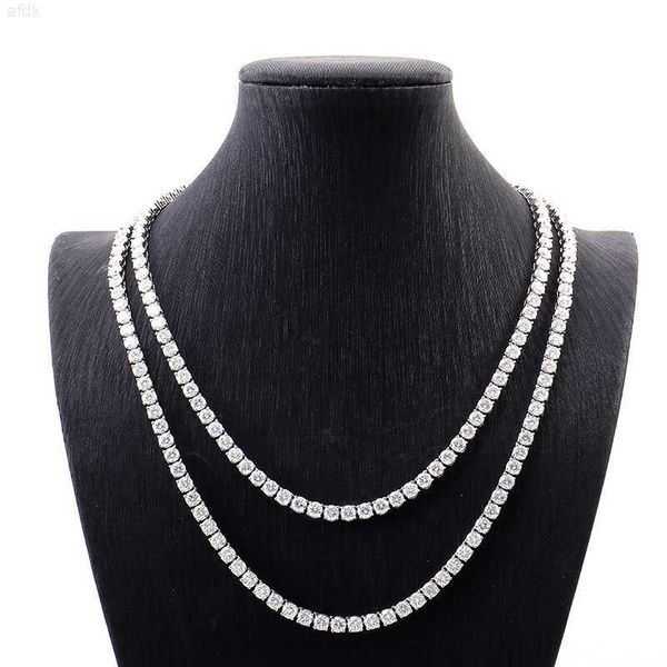 

moissanite tennis chain 3mm d color brilliant cut vvs tennis chain pass tester plated moissanite necklace gold silver 925 round