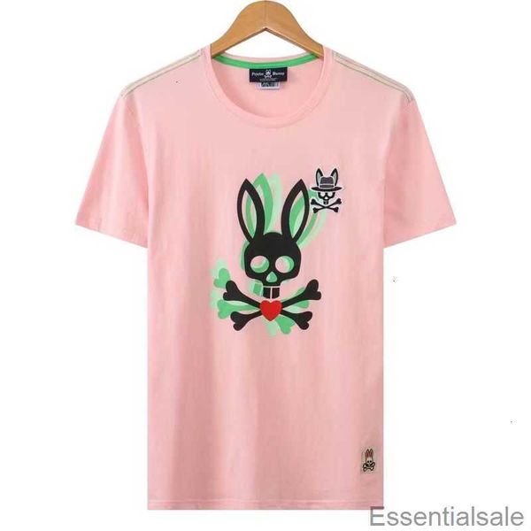 

psycho bunny t shirt 23 new spring and summer high-end fashion brand leisure printing cotton embroidery cartoon skeleton rabbit short sleeve, White;black