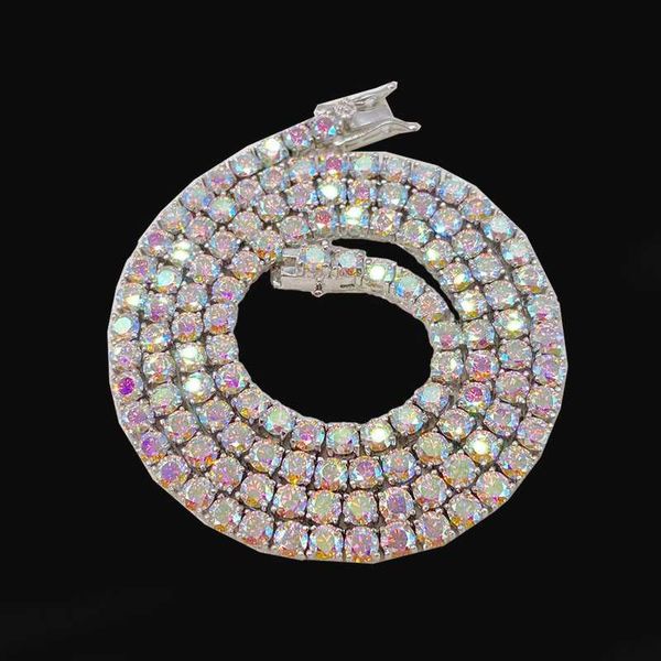 

trendy 3mm 4mm iced out moissanite tennis chain hip hop jewelry vvs diamond tennis chain, Silver