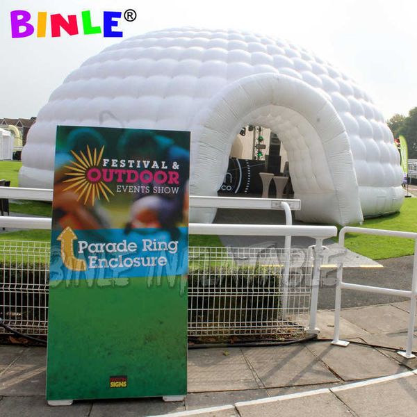 

6m 40-50persons outdoor air white led party inflatable dome tent geodesic workshop space disco igloo event structure for sale