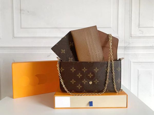 

2023 fashion selling classic upgraded magnetic hardware womens chain wallets sheepskin luxurys designer bag coin purse card holder with box