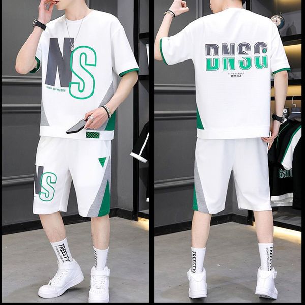 

men's tracksuits summer clothes for men funny letters t-shirt shorts two piece short sets tracksuits man korean fashion streetwear jogg, Gray