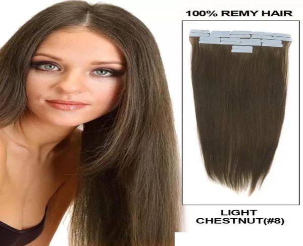 

tape on skin straight indian hair weft remy tape inon human03567509, Black