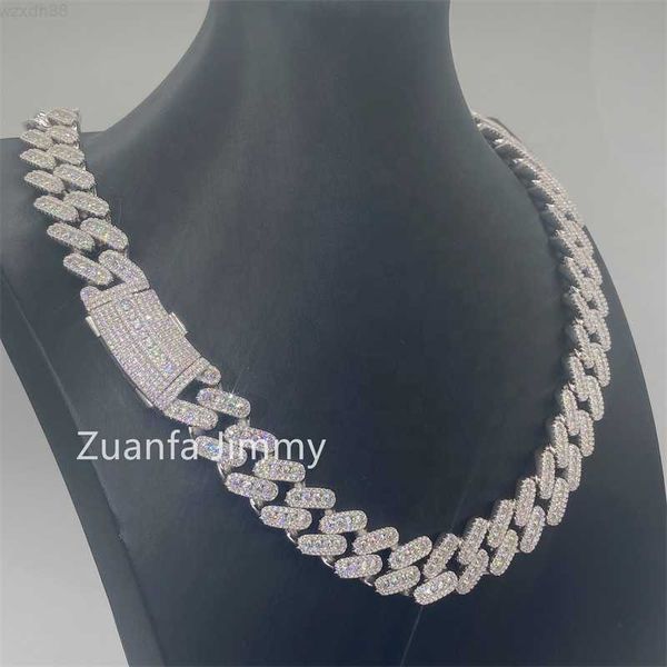 

men 925 sterling silver vvs1 moissanite diamond cuban link chain iced out 15mm two tone cuban link