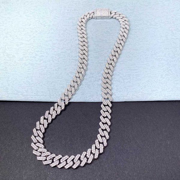 

super september custom 14mm vvs moissanite cuban chain necklaces bling diamond s925 silver choker pass diamond test iced out hip hop necklac