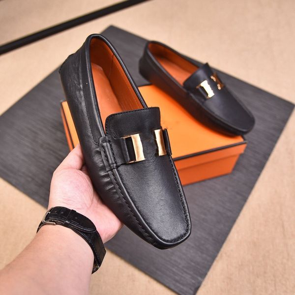 

designer men's loafers shoes genuine leather luxurious dress shoes waterproof plus size loafers moccasins comfy driving shoes men, Black