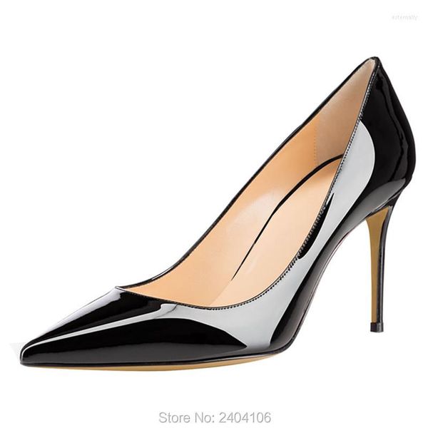 

new 23ss dress shoes spring autumn office fashion brand heels pointed patent leather casual women party pumps heels, Black