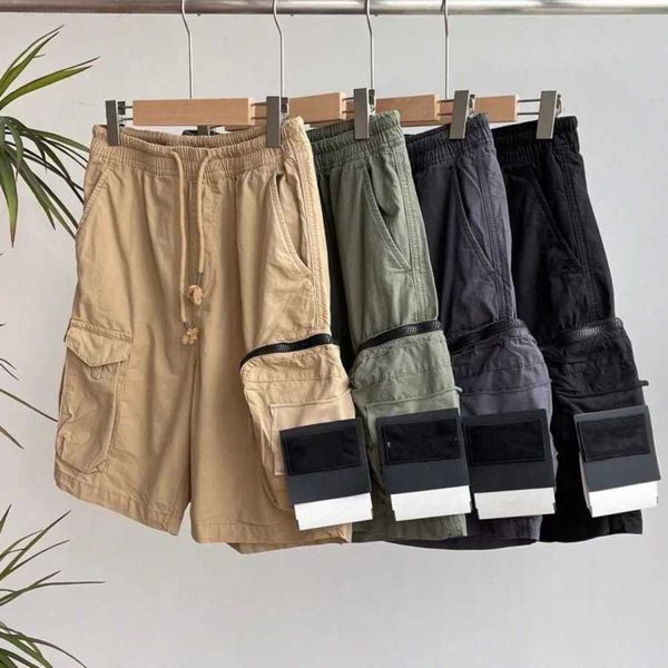

mens designer shorts pockets work five-piece pants stones island womens summer sweat multi-function thigh short casual loose high street cot, White;black