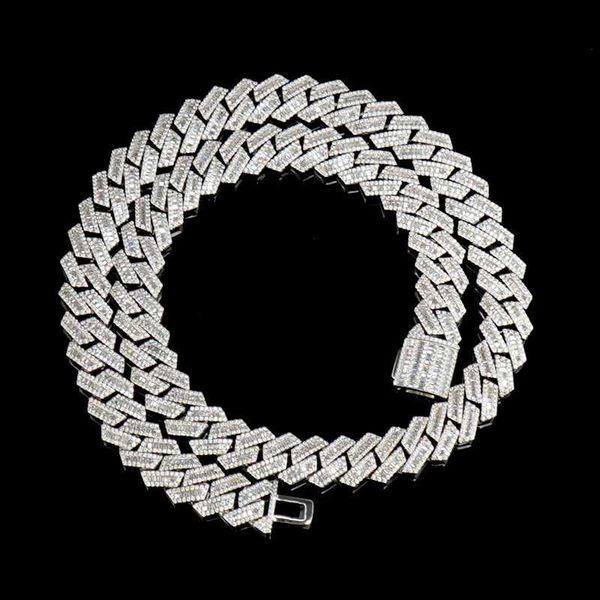 

12mm 18k gold plated iced out solid 925 sterling silver cuban link diamond baguette diamond moissanite vvs cuban chain necklace