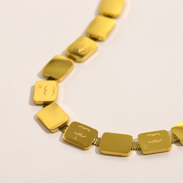 

18k gold plated luxury designer necklace for women brand letter small square chain necklaces jewelry accessory never fade 13style, Silver