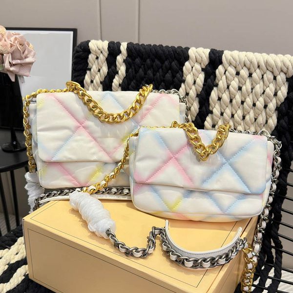 

colorful stitch women 19 luxury shoulder bag two sizes classic flap crossbody designer bag trend handbag goes with everything vintage hand-h