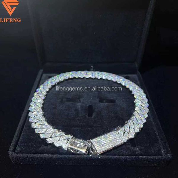 

pass diamond miami hip hop jewelry vvs stone moissanite 925 sterling silver necklace moissanite cuban link chain for men