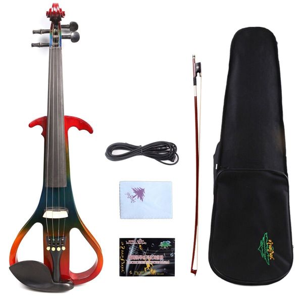 

yinfente electric silent violin 4/4 solid wood sweet tone case #ev3