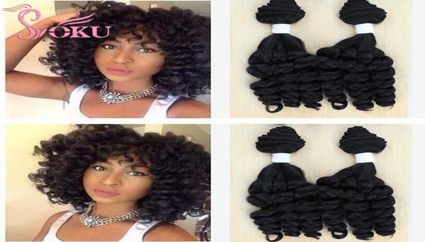 

funmi curly hair weaves bundles tissage 1618 inch long hair weaving extensions for black women soku synthetic hair weave 2202163800266, Black;brown