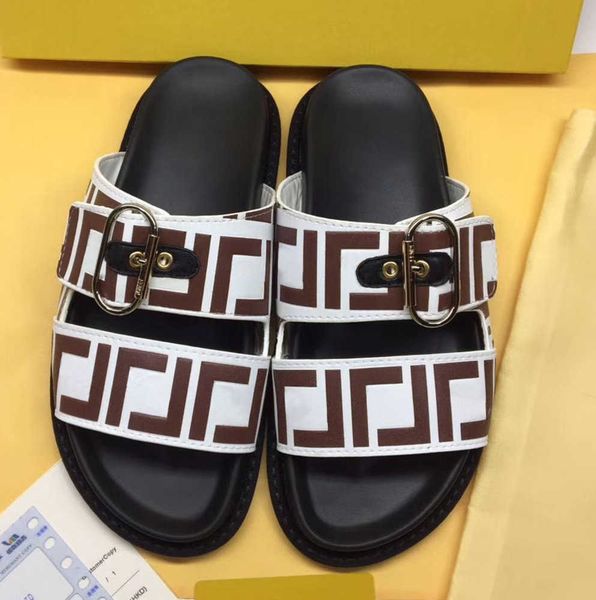 

new 2023 womens designer rubber slides sandals brown black white fashion brand mens womens shoes beach slippers