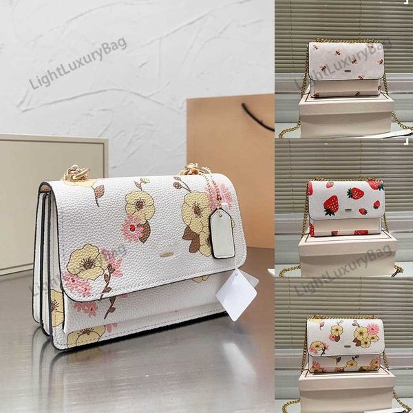 

brand women straw berry print bagclassic designer bag chain bag cherry patterncrossbody new-york women's single small square bag