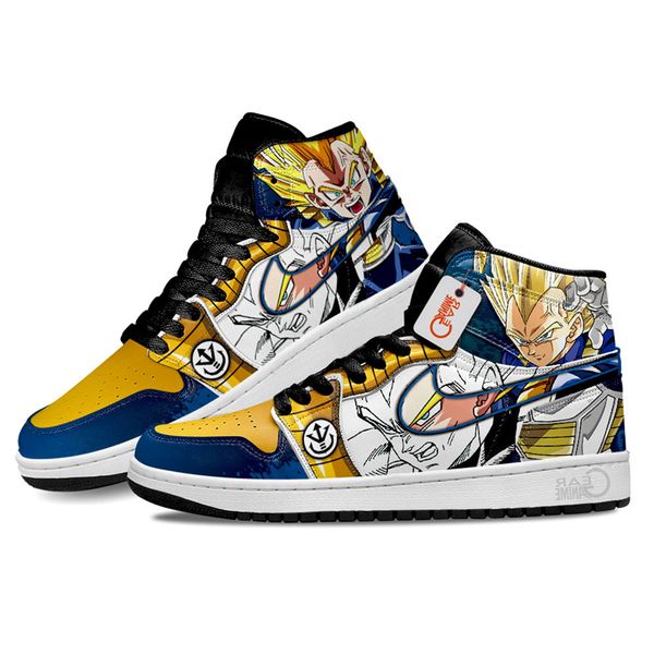

fashion luxury casual shoes men women vegeta super saiyan db anime sneakers rubber high graffiti leather design custom animes running traine, Black