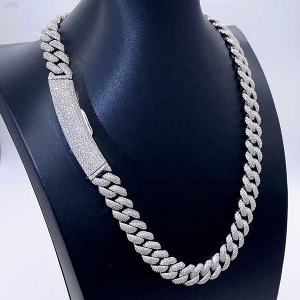 

curved long clasp custom made gra iced out hip hop men fashion vvs moissanite cuban chain, Silver