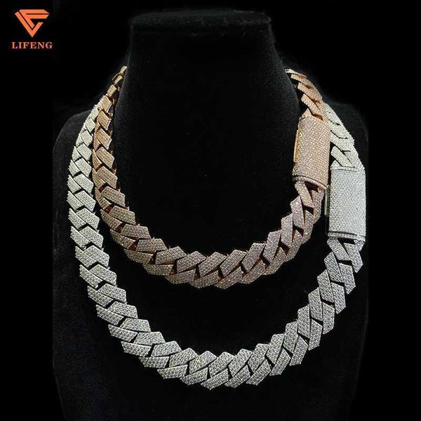 

explosive models pro men chunky miami necklace custom available vvs moissanite 18mm width hip hop moissanite cuban chain, Silver
