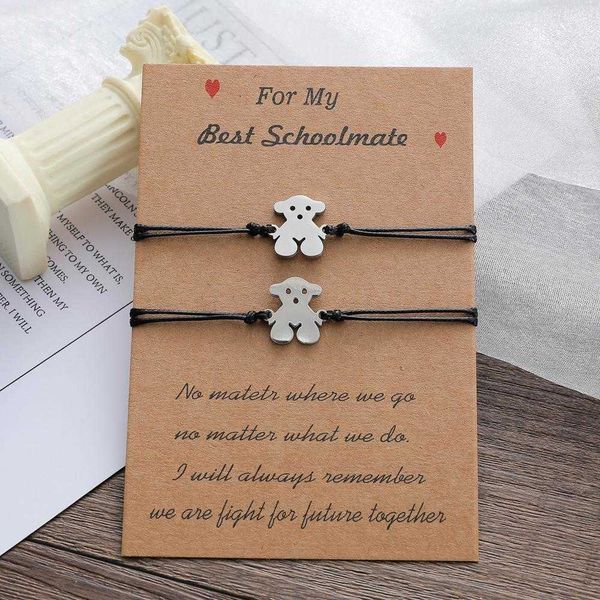 

good classmates card bracelet personality fashion stainless steel bear send alumni woven, Golden;silver