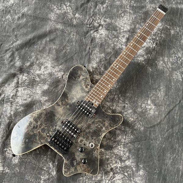 

new knob wood headless electric guitar pewter wood body maple neck direct deal