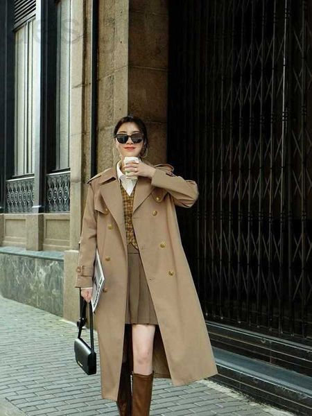 

women's trench coats luxuriousl rand windreaker jacket new women fall winter ocoat high- designer fashion leisure spring irthday gift w, Tan;black