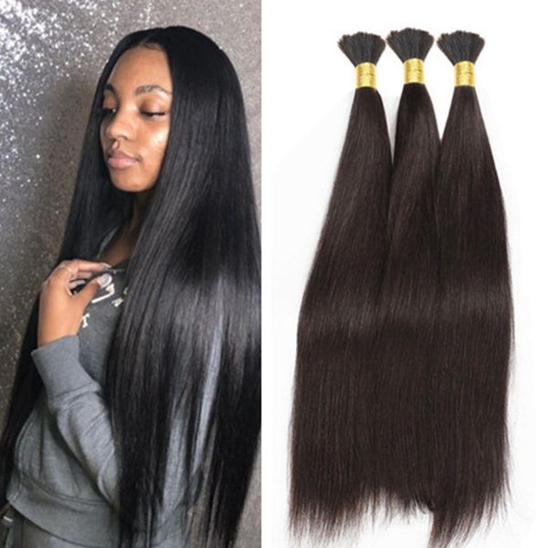 

9a human hair bulk no attachment brazilian straight hair for braiding 3pcs2619453, Black