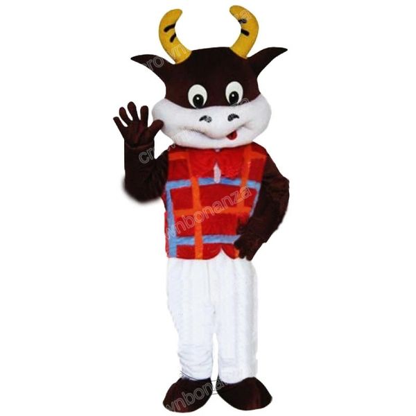 

simulation lovely cow mascot costumes cartoon carnival adults outfit birthday party halloween christmas outdoor outfit suit, Red;yellow