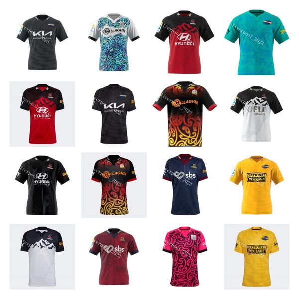 

2023 24 new hurricane highlander blues crusader rugby jerseys zealand 23 24 mens super moana jersey game australia olive jersey s-5xl, Black;gray