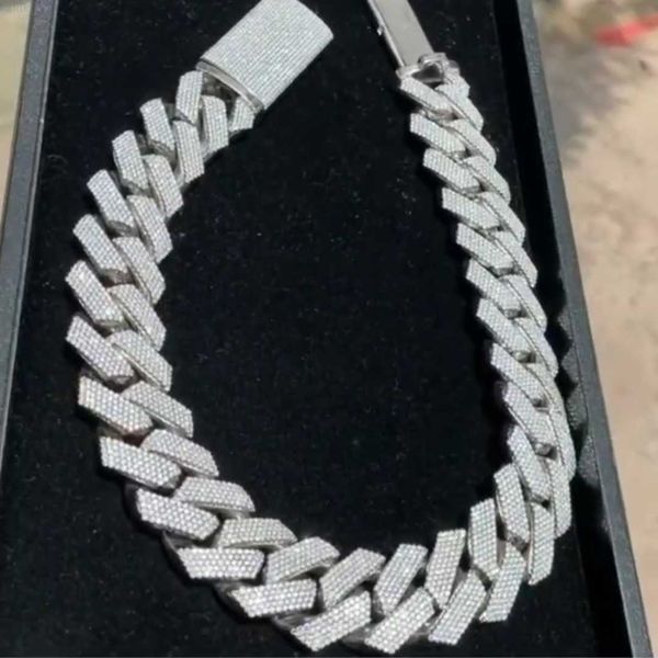 

28mm 5 rows iced out vs moissanite diamond miami cuban necklace bracelet 925 sterling silver cuban chain necklace