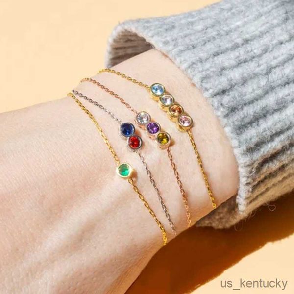 

charm bracelets stainless steel pin type universal perforation chain family ltiple birstone bracelet women gift wholesale, Golden;silver