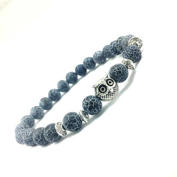 

agate jewelry weathered chain granite owl bracelet buddha beads wholesale, Black