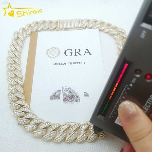 

925 sterling silver miami cuban link chain ice out cuban necklace vvs moissanite chain 20mm