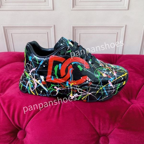 

brand womens designer leather lace-up sneakers fashion lady flat running letters shoes platform sneaker2023, Black