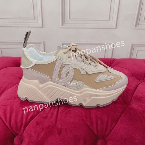 

new brand women men designer leather lace-up sneakers fashion lady flat running letters shoes platform sneaker2023, Black