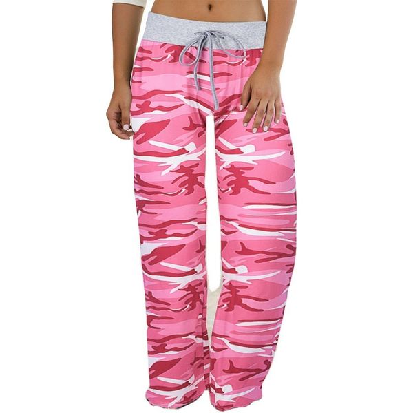 

women's pants capris women leopard camouflage print trousers summer high elastic waist wide leg loose pants oversized s-5xl bxkj-lg378, Black;white