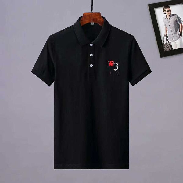 

luxury business polo shirt mens short sleeve tb warhorse embroidery r tshirt casual pure cotton comfortable pullover tee breathable polos, White;black