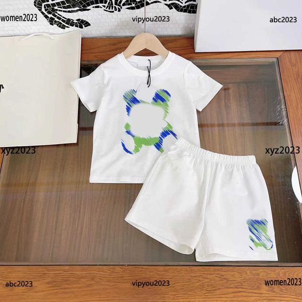 

luxury tracksuits designer kids set baby suits size 90-150 cm animal printed short sleeved t-shirt and fashionable shorts new arrival, White