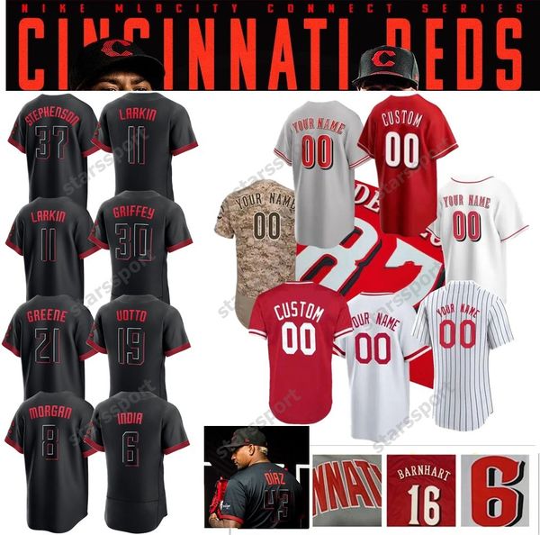 

cincinnati joey votto 2023 city connect jerseys barry larkin luke maile nick lodolo stuart fairchild hunter greene jonathan india johnny ben, Blue;black