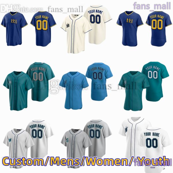 

24 ken griffey jr. s-6xl custom baseball jersey 34 felix hernandez 11 edgar martinez 17 mitch haniger 44 julio rodriguez 51 suzuki ichiro 3, Blue;black