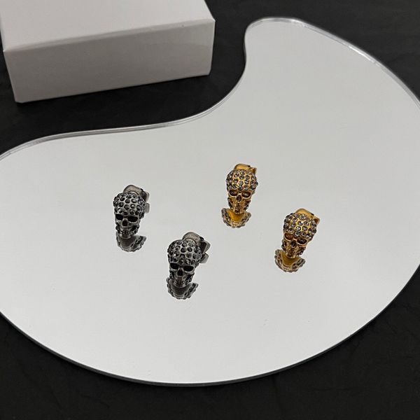 

mq earrings skull designer for woman official reproductions for man 5a t0p gold plated 18k premium gifts classic style diamond crystal fashi, White